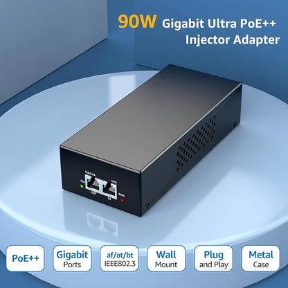 YuanLey Gigabit PoE Injector 90W, 10/100/1000Mbps PoE++ Injector Adapter - Image 2
