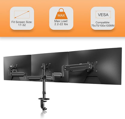 Pholiten Triple Monitor Desk Mount, Triple Gas Spring Monitor Arm - Image 3