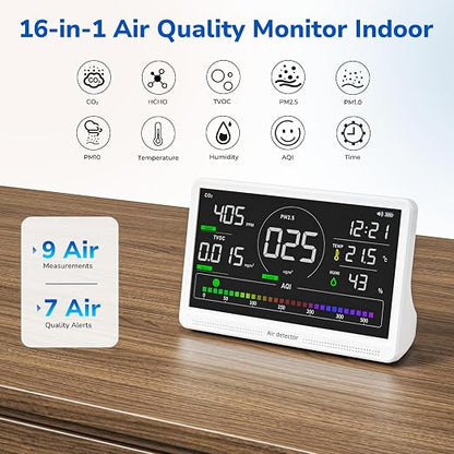 Fil-Fresh 16 in 1 Air Quality Monitor Indoor, CO2 Monitor Air Quality Tester - Image 2