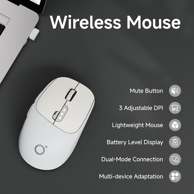 EWEADN Q5 Wireless Mouse, Battery Level Display, Ergonomic Office Mouse - Image 2