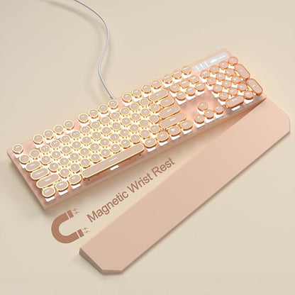 MageGee Typewriter Mechanical Gaming Keyboard, Retro Punk Creamy Round Keycaps - Image 3