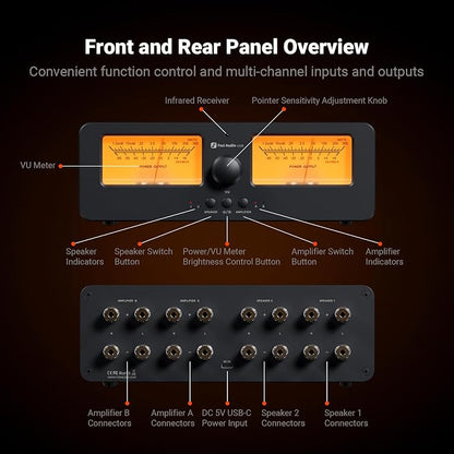 Fosi Audio LC30 VU Meter Amplifier Speaker Selector Switch Box Audio Visualizer - Image 7