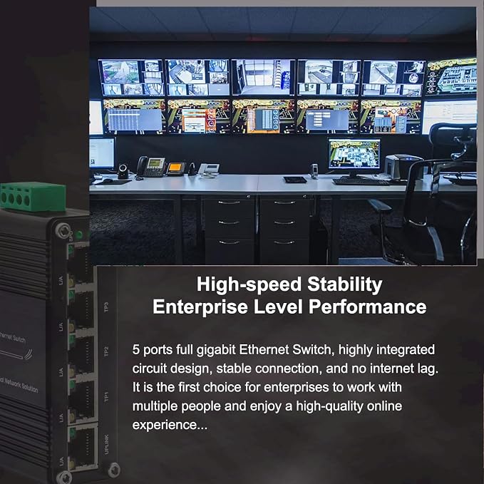 Mini 5 Port Industrial Gigabit Ethernet Switch, Unmanaged Hardened Network - Image 7