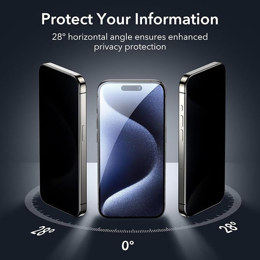 ESR 3 Pack for iPhone 15 Pro Privacy Screen Protector, Anti-spy Tempered-Glass - Image 2