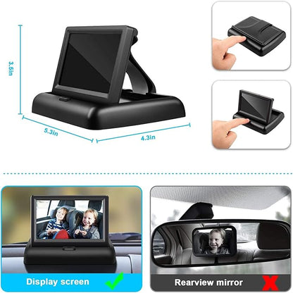 Baby Car Mirror with 4.3'' HD Night Vision Function Display, Safety Car Seat - Image 5