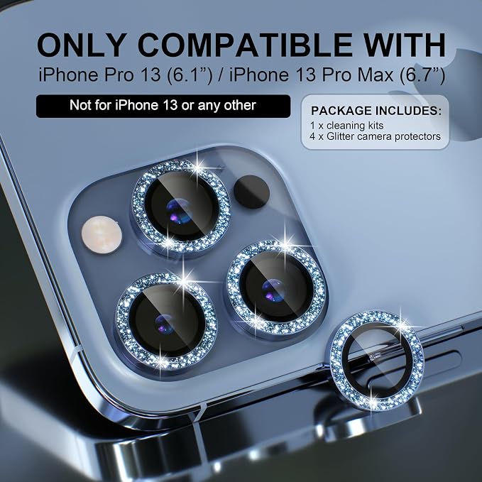 Choiche [3+1 for iPhone 13 Pro/iPhone 13 Pro Max Camera Lens Protector Bling - Image 2