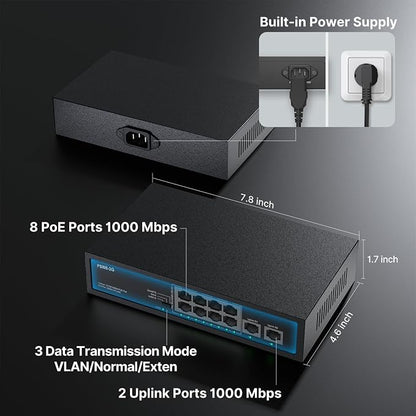 8 Port Full Gigabit PoE+ Switch - Image 2