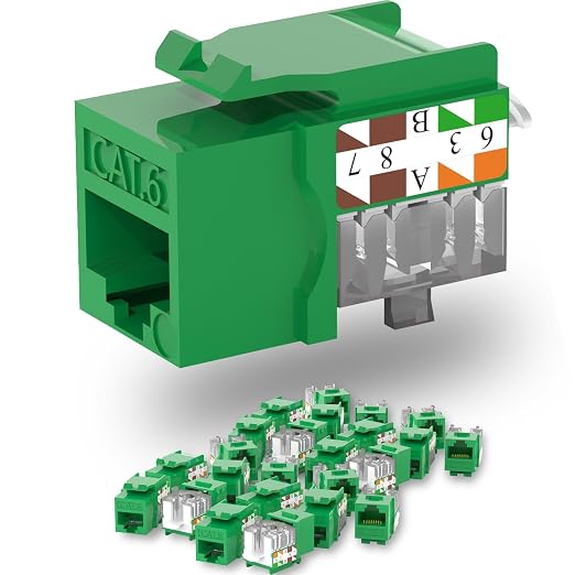 Keystone Jack Cat6 Slim 25 Pack, Cat6 Keystone Jacks 90 Degree, RJ45 Jack Punch by Lysymixs