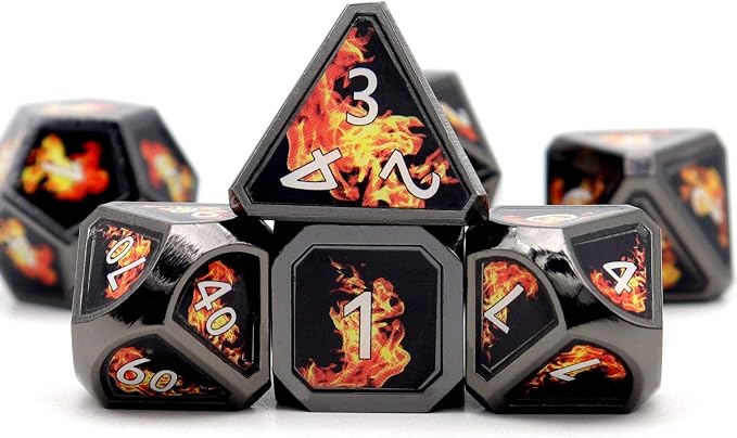 Haxtec Fire Bolt Real Scene Metal DND Dice Set Black Polyhedral Metal Dice - Image 4