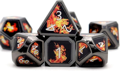 Haxtec Fire Bolt Real Scene Metal DND Dice Set Black Polyhedral Metal Dice - Image 4