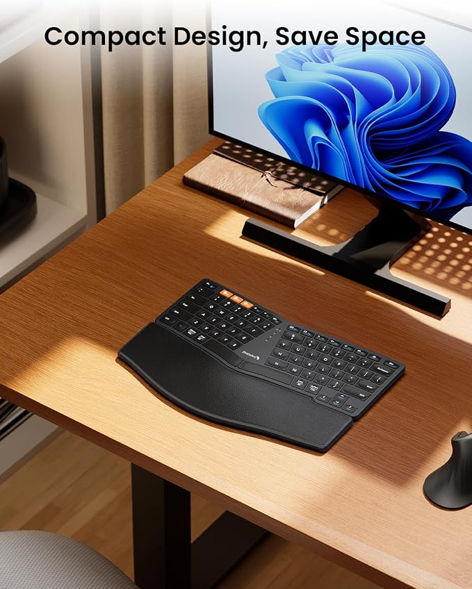 ProtoArc Bluetooth Ergonomic Keyboard, EK04 Mini Compact Wireless Ergo Keyboard - Image 7