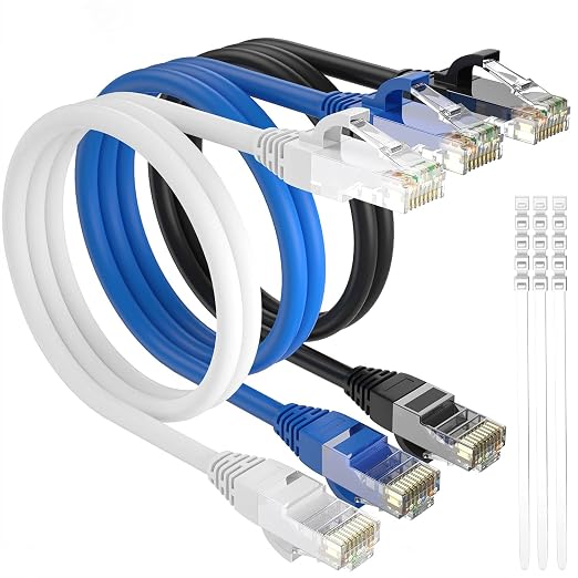 Adoreen Cat 6 Ethernet Cable 12 Ft-3 Pack, High Speed Short Patch Cables by Adoreen