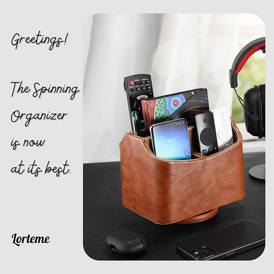 Remote Control Holder, Spinning Desk Organizer, Nightstand Bedside Caddy - Image 2