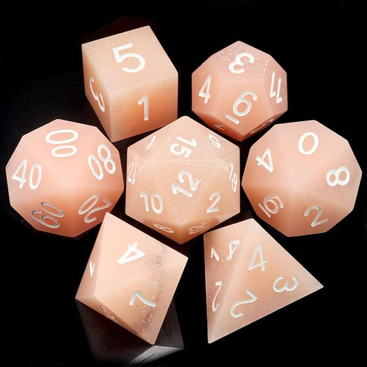 Haxtec Sharp Edge Dice Pink Resin DND Dice Set by HaxtecDice
