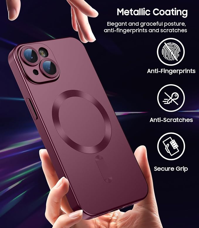 Magnetic for iPhone 14 Case Slim Soft Silicone Bumper Shockproof Metallic - Image 6