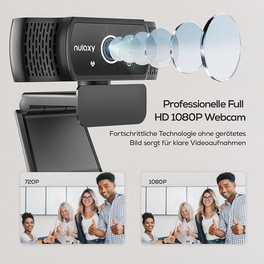 Nulaxy USB Webcam with Microphone, HD 1080p Webcam with Privacy Cover - Image 2