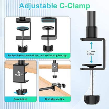 ailight Webcam Stand for Desk, Adjustable Camera Desk Stand Webcam Mount for - Image 6