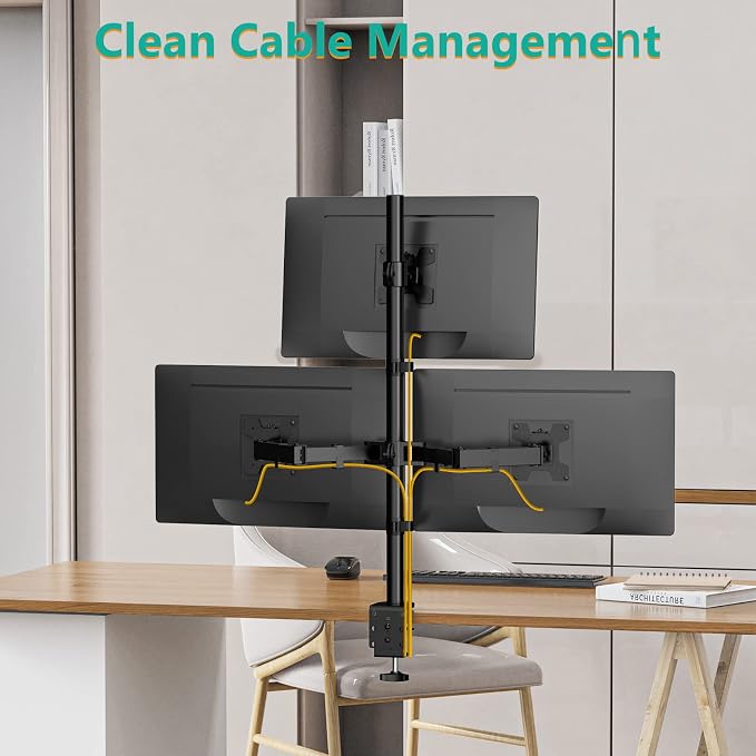 WALI Triple Monitor Mount for 13-27 inch Computer Screens, 3 Monitor Desk Mount - Image 7