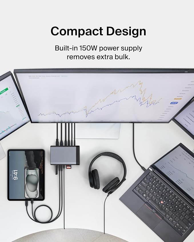 Belkin USB-C Hub, 11-in-1 Pro GaN Dock 150W, 3.5mm Port, 4K HDMI Ports - Image 7