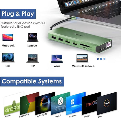 WAVLINK USB C Docking Station Dual Monitor, USB Type C Hub Triple Display - Image 7