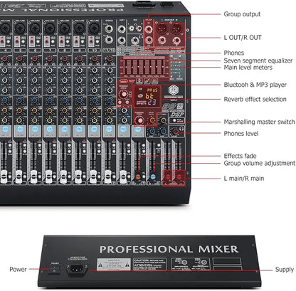 W IN-MIX DX12 Professional DJ Audio Mixer 12 Channel - Image 7
