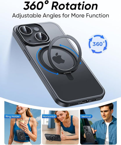 MAGIC JOHN for iPhone 15 Case 360° Rotatable Magnetic Invisible Stand, Fit for - Image 2