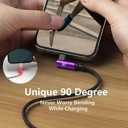 KIYODA iPhone Charger Cable 6ft, 3 Pack Lightning Cable, 90 Degree Nylon - Image 6