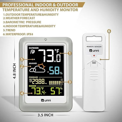 Indoor Outdoor Thermometer Wireless Weather Stations, - Image 4