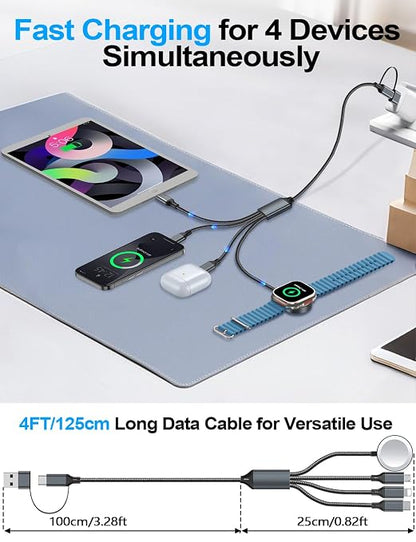 4-in-2 Charging Cable for Apple Watch Charger/Samsung/iPhone Charger, - Image 3