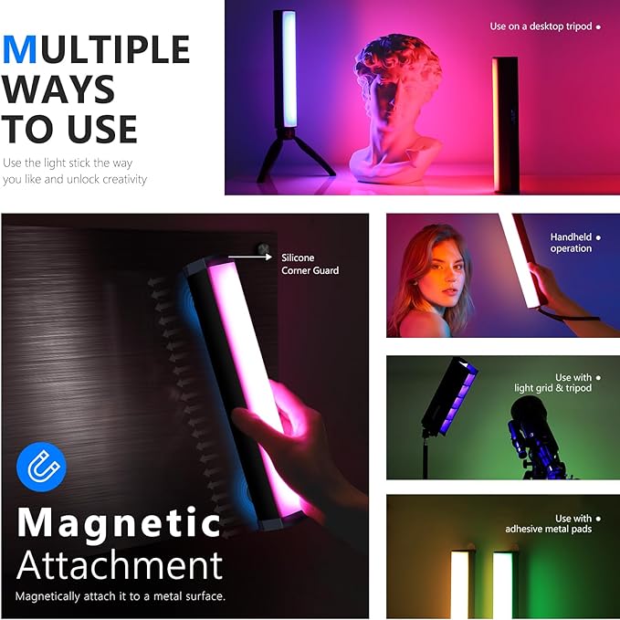 NEEWER RGB LED Video Light Stick, Touch Bar & APP Control, Magnetic Handheld - Image 5