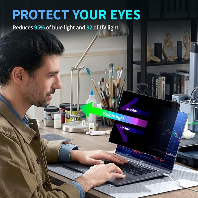 Laptop Privacy Screen 13.3 inch, 9H Hanging Privacy Screen - Image 6