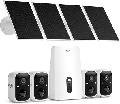 Hiseeu Solar Security Cameras Wireless Outdoor, 4 Cam-Kit, No Subscription by Hiseeu