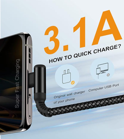 sweguard USB Type C Charger Cable Right Angle iPhone 16 Charger Nylon Braided - Image 2