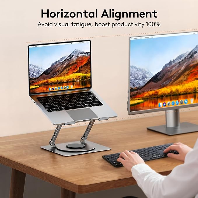 TECKNET Laptop Stand for Desk, 360 Rotating Base, Ergonomic Foldable Computer - Image 8