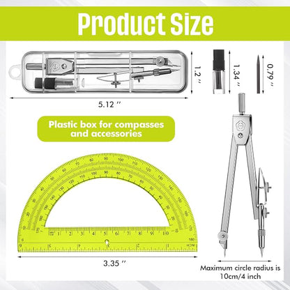 EBOOT Student Geometry Math Set, Drawing Compass and 6 Inch Swing Arm - Image 5