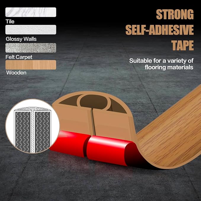Floor Cord Cover Self Adhesive Cord Hider, 20FT Cable Management, Extension - Image 4