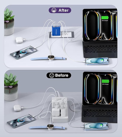 50W USB C Fast Charger Cube, 2 Pack PD+QC Charging Block Power Adapter 5 Port - Image 5