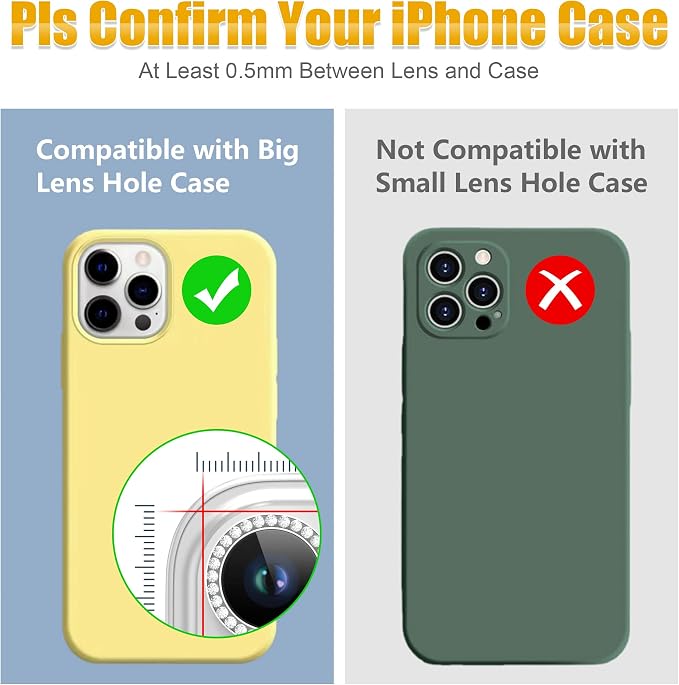 AGVEE 3+3 6 Pack for iPhone 13 Pro/Pro Max, Bling Diamond & Glitter Metal Ring - Image 3