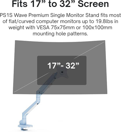 Pixio PS1S Wave Blue Single Monitor Arm Stand Desk Mount - Image 2