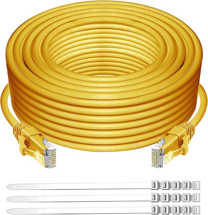 Adoreen Cat 6 Ethernet Cable 250 Ft-Yellow, Outdoor & Indoor Snagless Long by Adoreen