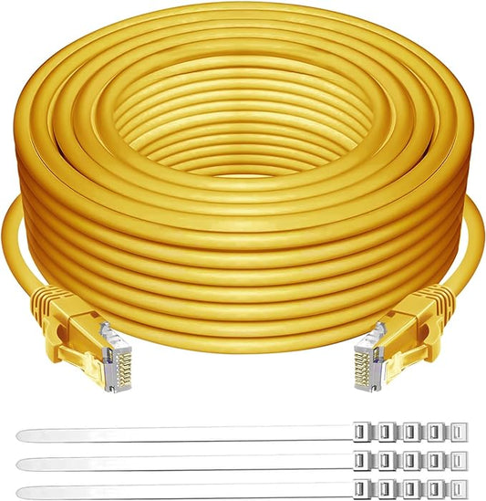 Adoreen Cat 6 Ethernet Cable 150 Ft-Yellow, Outdoor & Indoor Snagless Long by Adoreen