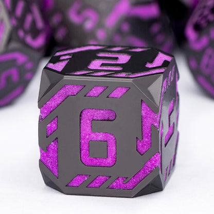Metal DND Sci-fi Dice Set 7PCS Luminous Purple Stripe Polyhedral Dice - Image 5