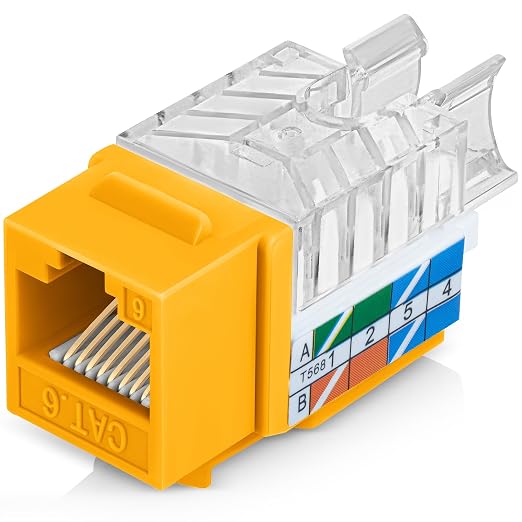 Everest 45° Angled RJ45 Cat6 Keystone Jacks 100-Pack in Yellow - Image 9