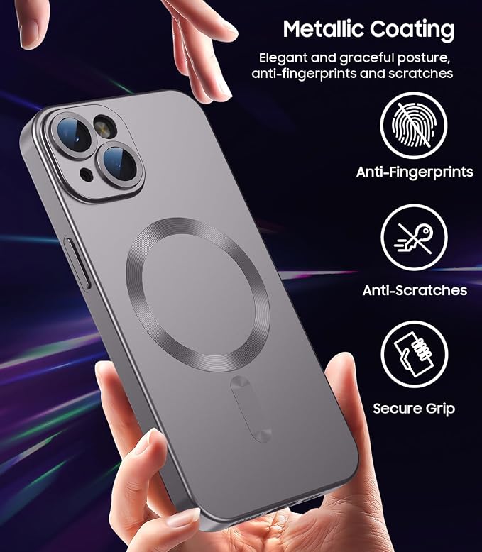 Magnetic for iPhone 15 Case Slim Soft Silicone Bumper Shockproof Metallic Shine - Image 5
