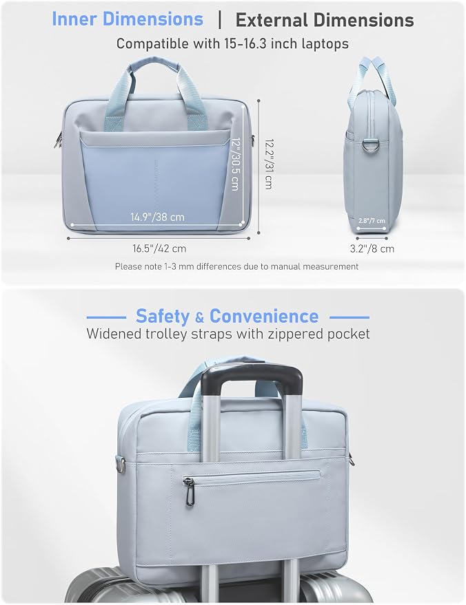 15-16 Inch Laptop Shoulder Bag Business Briefcase Water Resistant Computer - Image 6