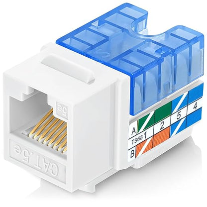 Everest 90° Angled RJ45 Cat5e Keystone Jacks 50-Pack in White by EverestMediaSolutions