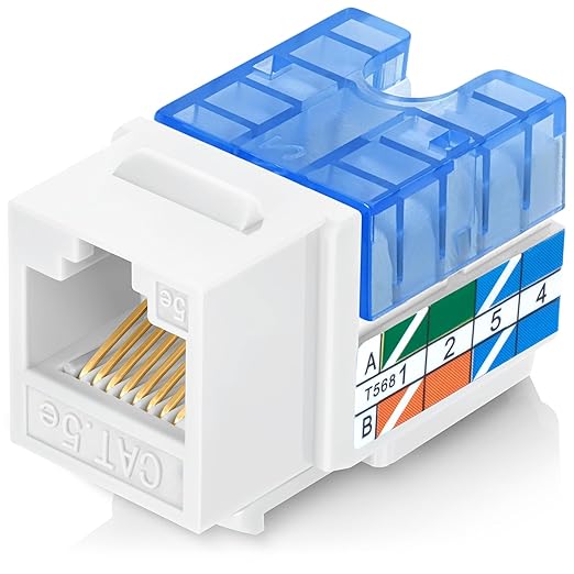 Everest 90° Angled RJ45 Cat5e Keystone Jacks 50-Pack in White by EverestMediaSolutions
