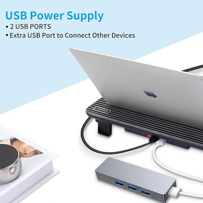 Laptop Cooling Pad, Coolertek USB Powered Laptop Cooler, 2 Blue Silent Big Fans - Image 3