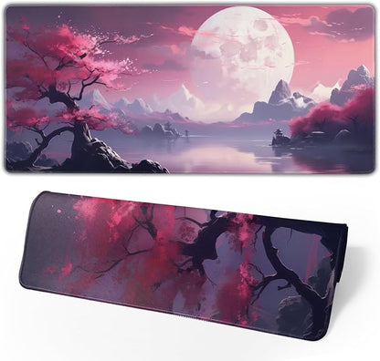 Watercolor Japanese Large Gaming Mouse Pad, Japanese Mouse Pad 31.5 x 11.8 in by Brecoy
