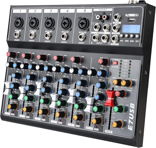 Dj Mixers 7 Channel Audio Mixer Sound Board by jindaaudio